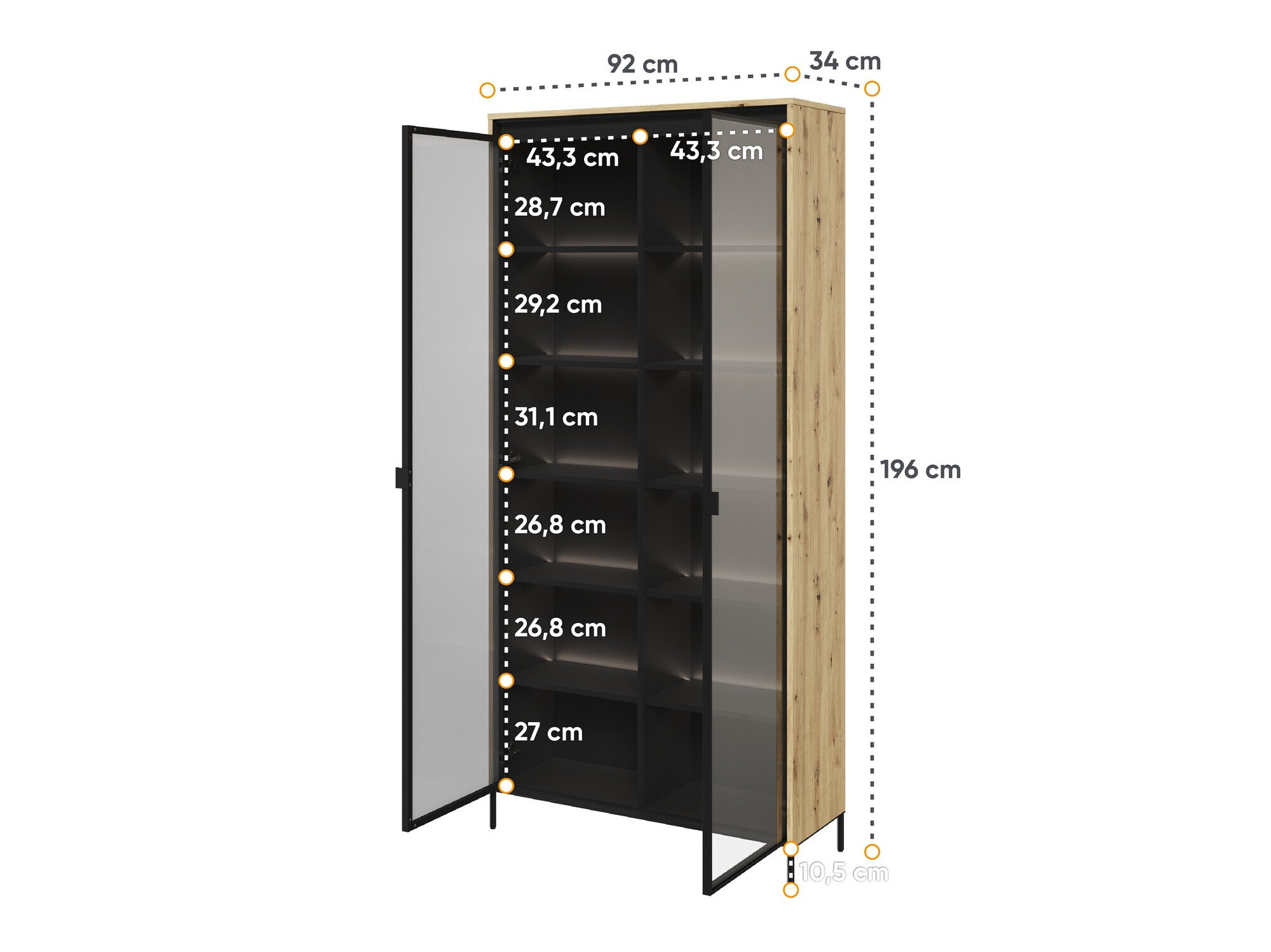 Boekenkast Fernolu 106 (Artisan eiken + Zwart)