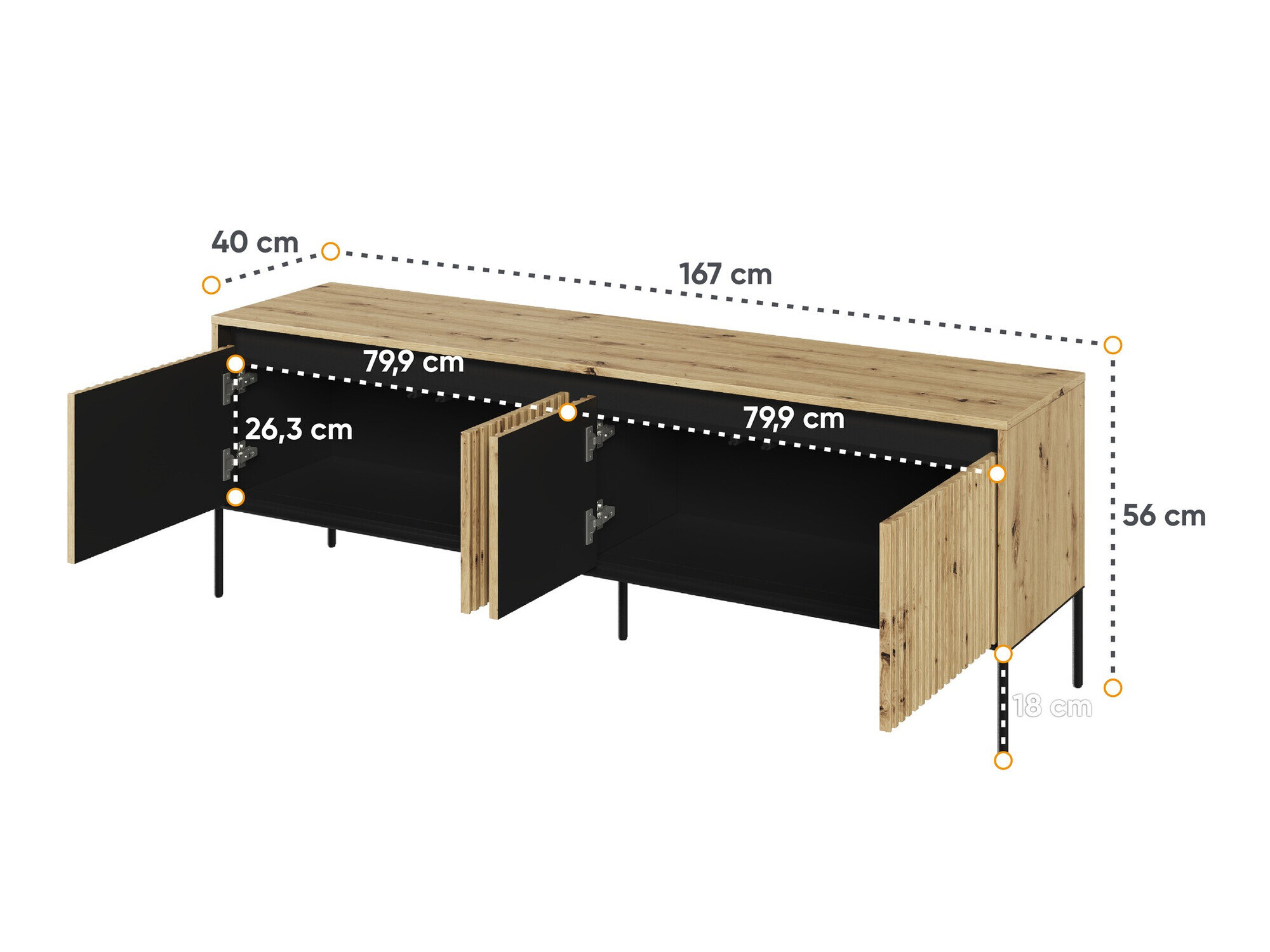 TV-meubel Fernolu 104 (Artisan eiken + Zwart)