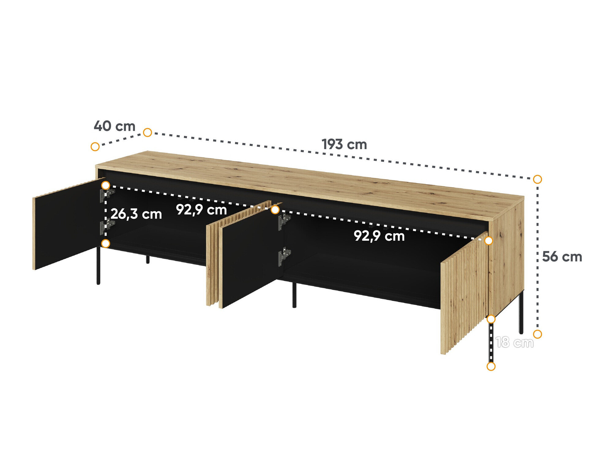 TV-meubel Fernolu 105 (Artisan eiken + Zwart)