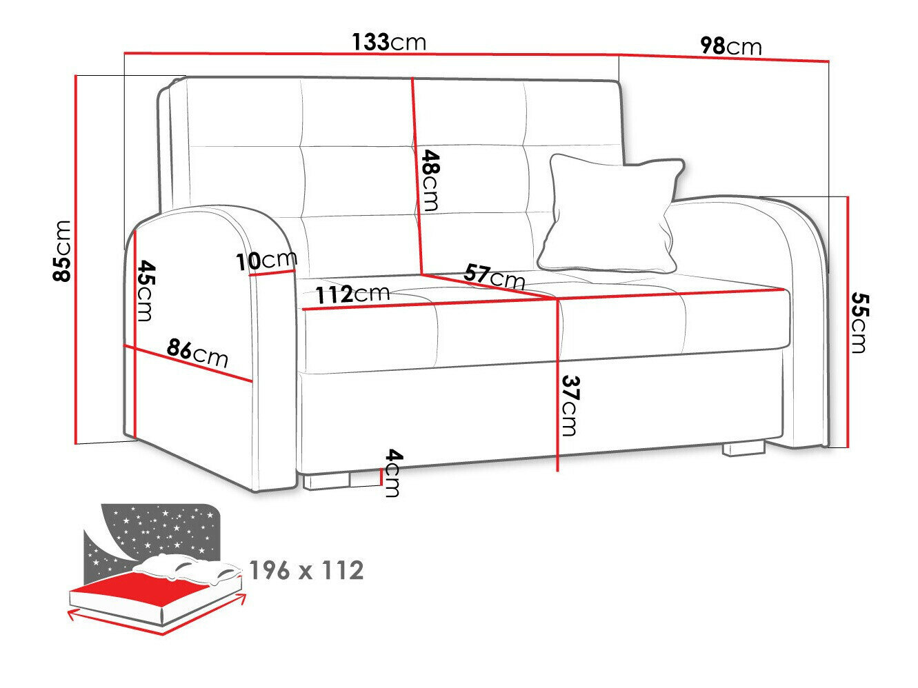 Sovesofa Columbus 115 (Aragon 14)