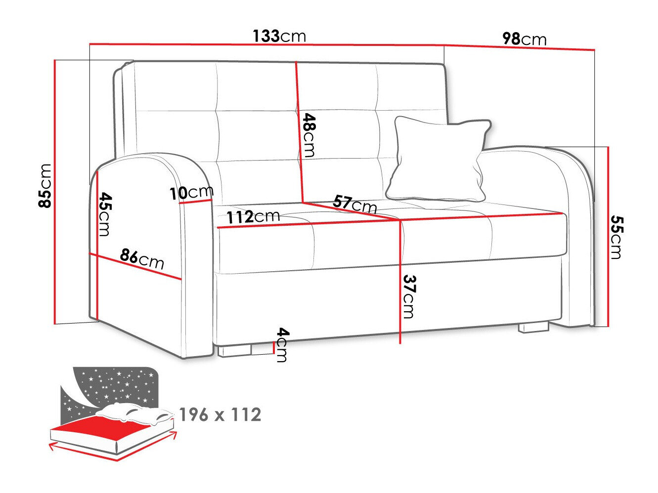 Sovesofa Columbus 115 (Aragon 90)