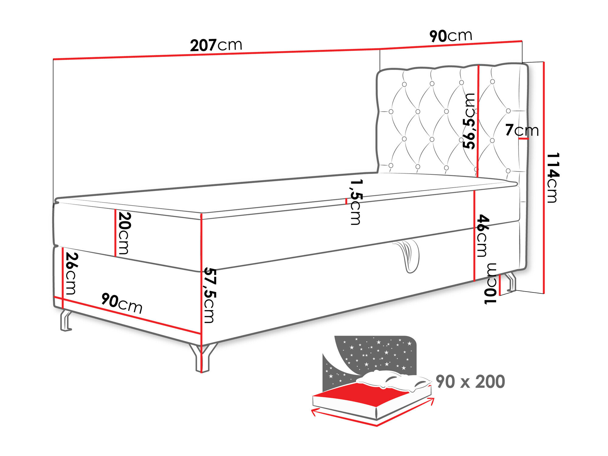Boxspring Memphis 142 (Manila 37)