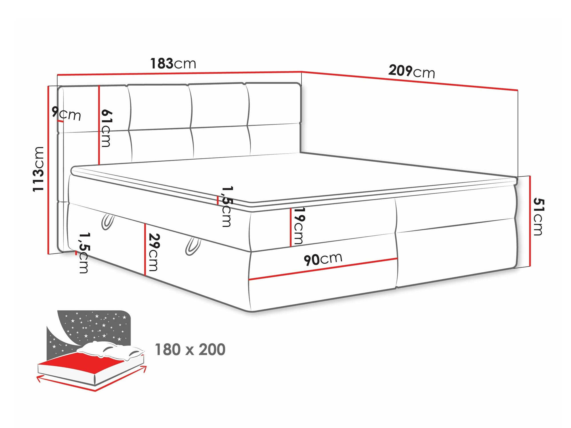 Cama continental ComfiDream Nivina (Curio 11)