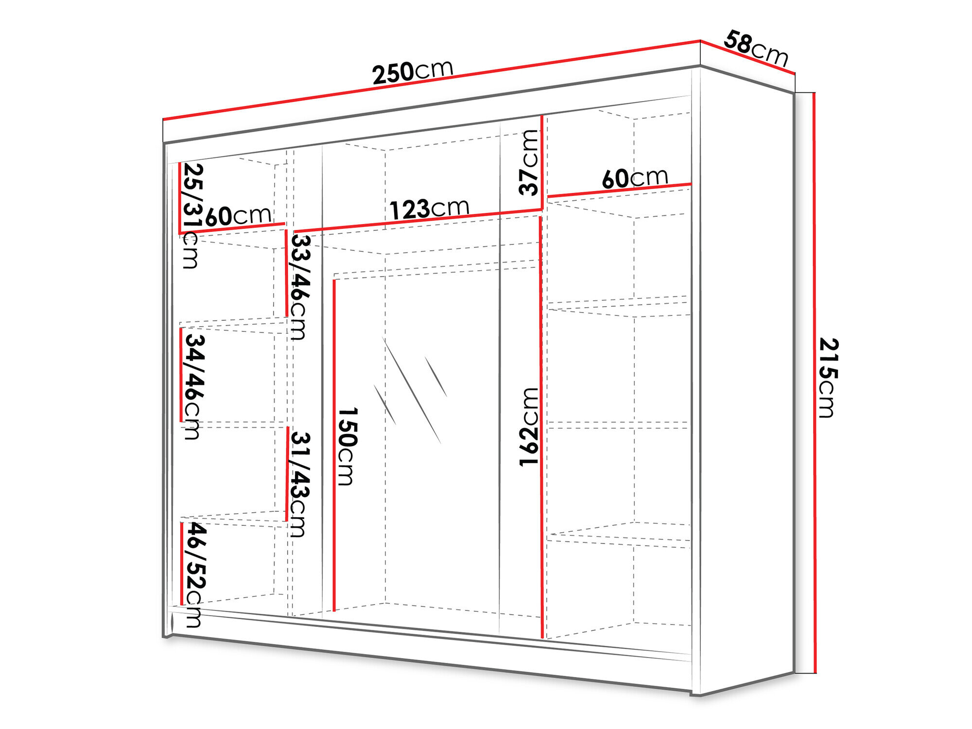 Garderobeskab Closico Veltron II (Sort + Hvid)