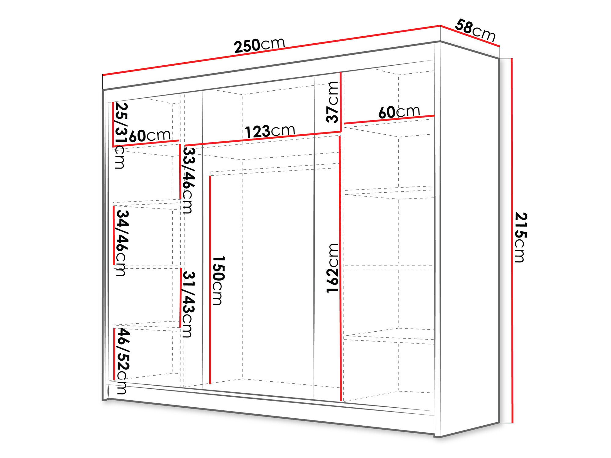 Kledingkast Closico Veltron II (Wit + Zwart)
