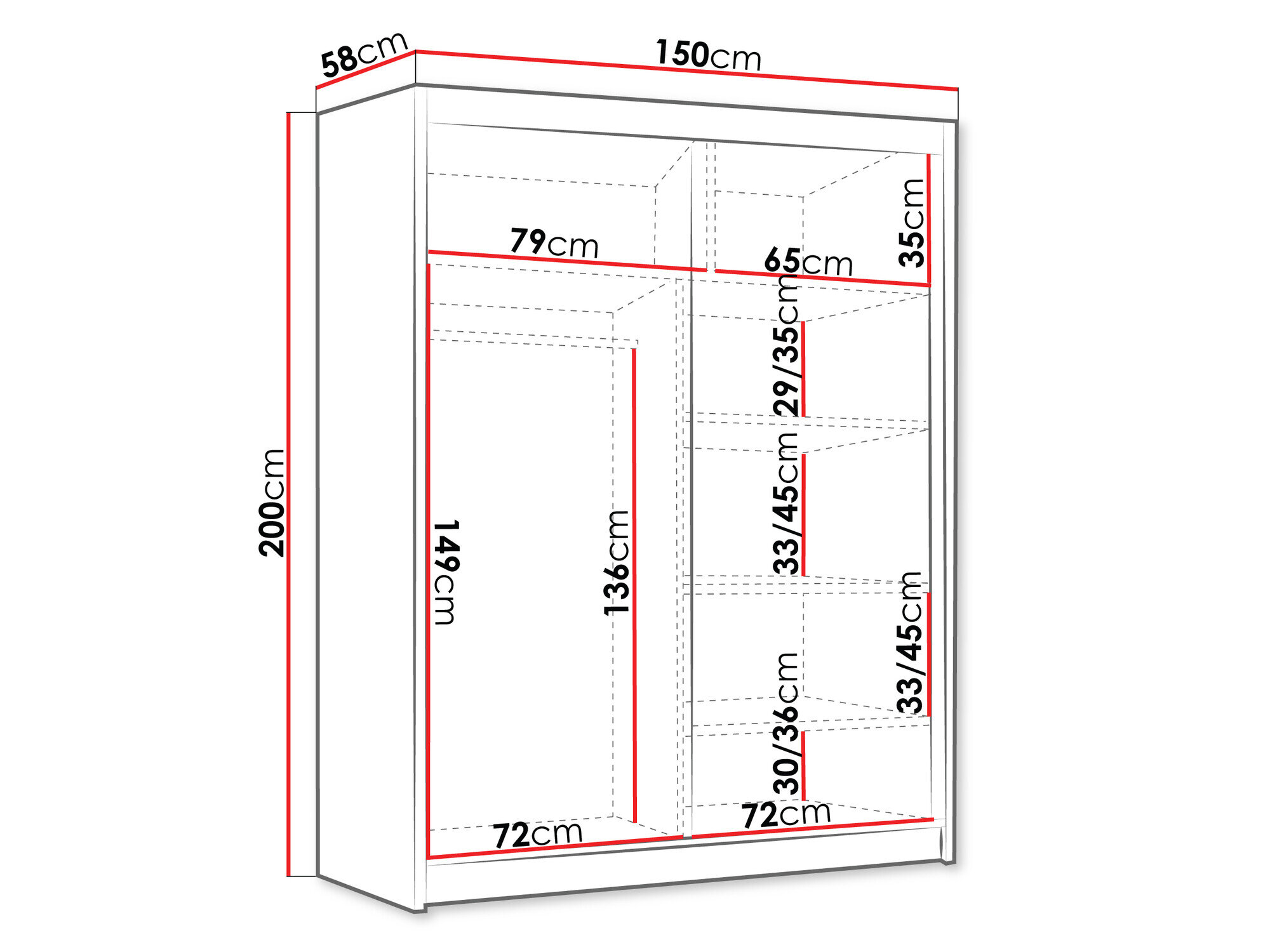 Kledingkast Closico Capsa III (Wit + Zwart)