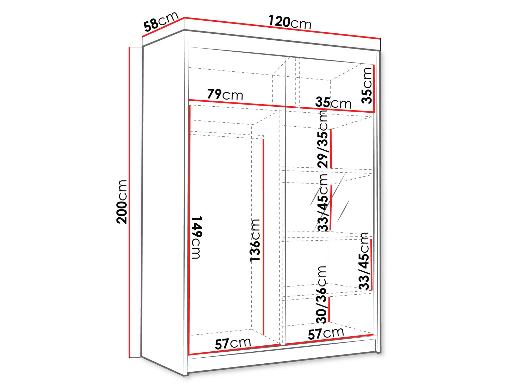 Kledingkast Closico Fornix III (Wit + Zwart)