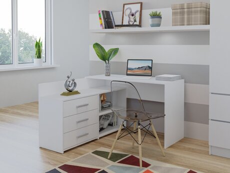 Hjørneskrivebord Mandeville 131 (Mat hvid)