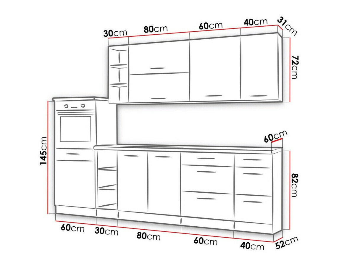 Modulinis virtuvės komplektas Wood White 136