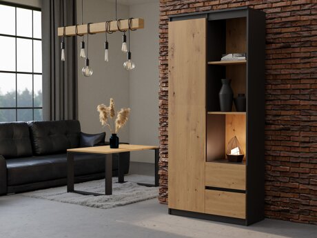 Boekenkast Mandeville 182 (Antraciet + Artisan eiken)