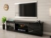 TV-meubel Charlotte 156 (Zwart + Glanzend zwart)