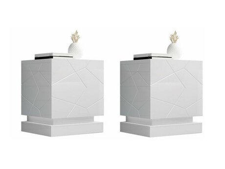 Een set nachtkastjes Linar (Wit + Glanzend wit)