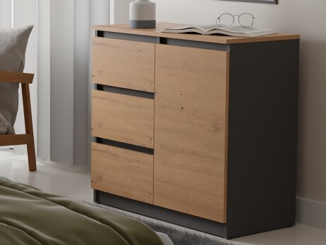 Ladekast Elbvelu 110 (Artisan eiken + Antraciet)