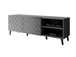 TV-meubel Charlotte 144 (Grafiet + Grafiet glanzend)