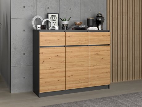 Ladekast Elbvelu 115 (Antraciet + Artisan eiken)