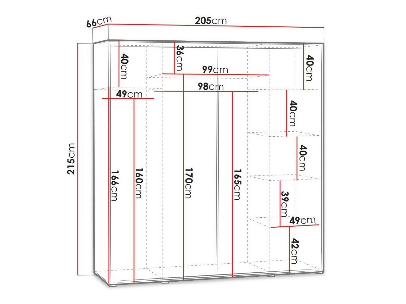 Kledingkast Murrieta 135 (Wit)