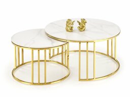 Salontafel set Houston 1503 (Gouden + Wit marmer)