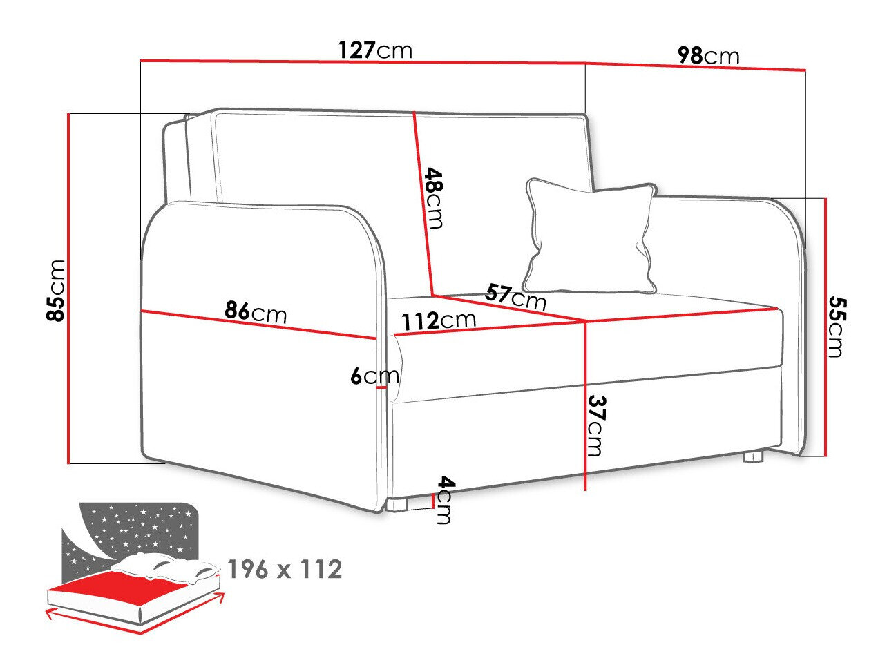 Sovesofa Columbus 124 (Again 85)