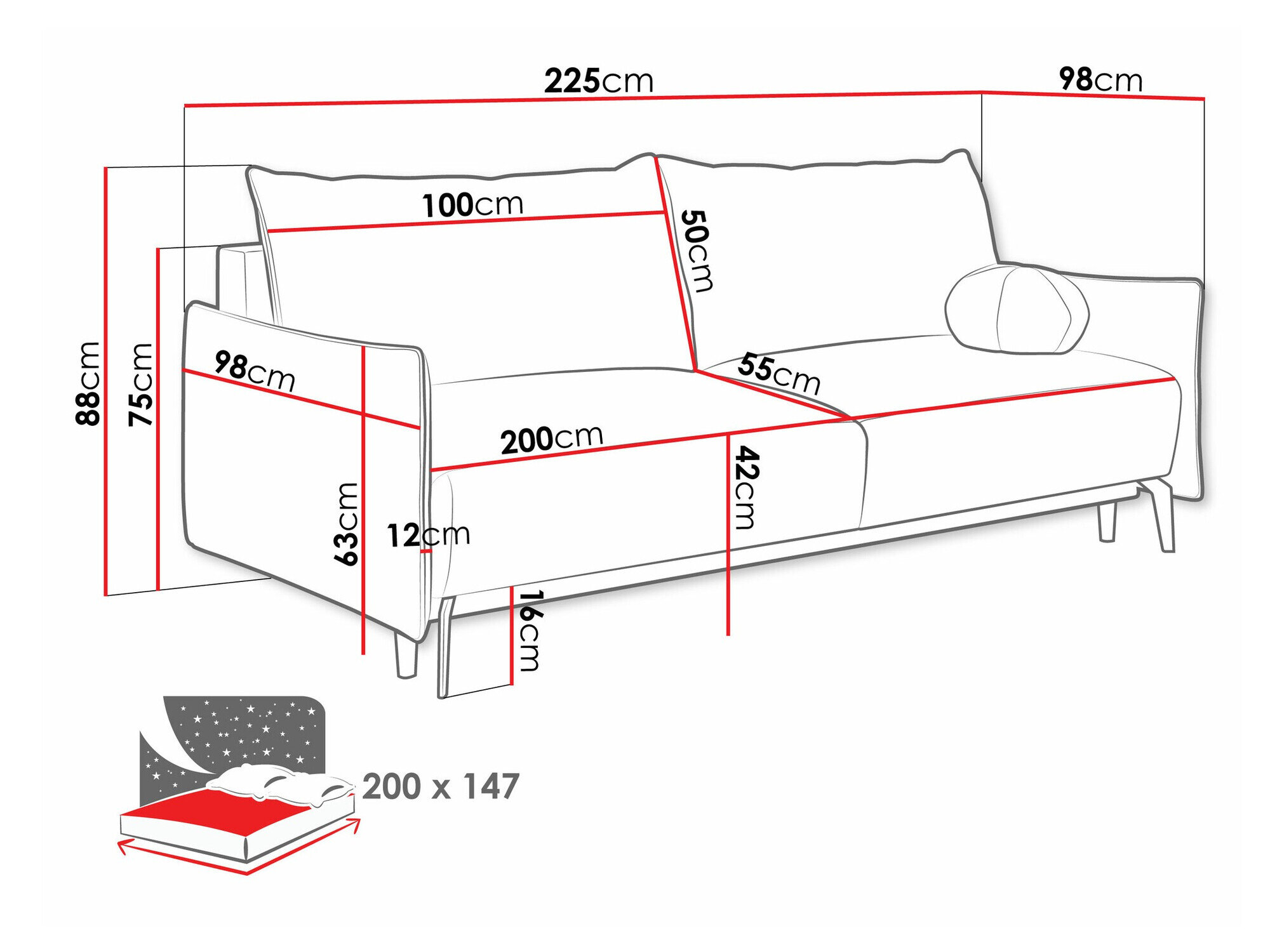 Sovesofa Columbus 216 (Velo 633)