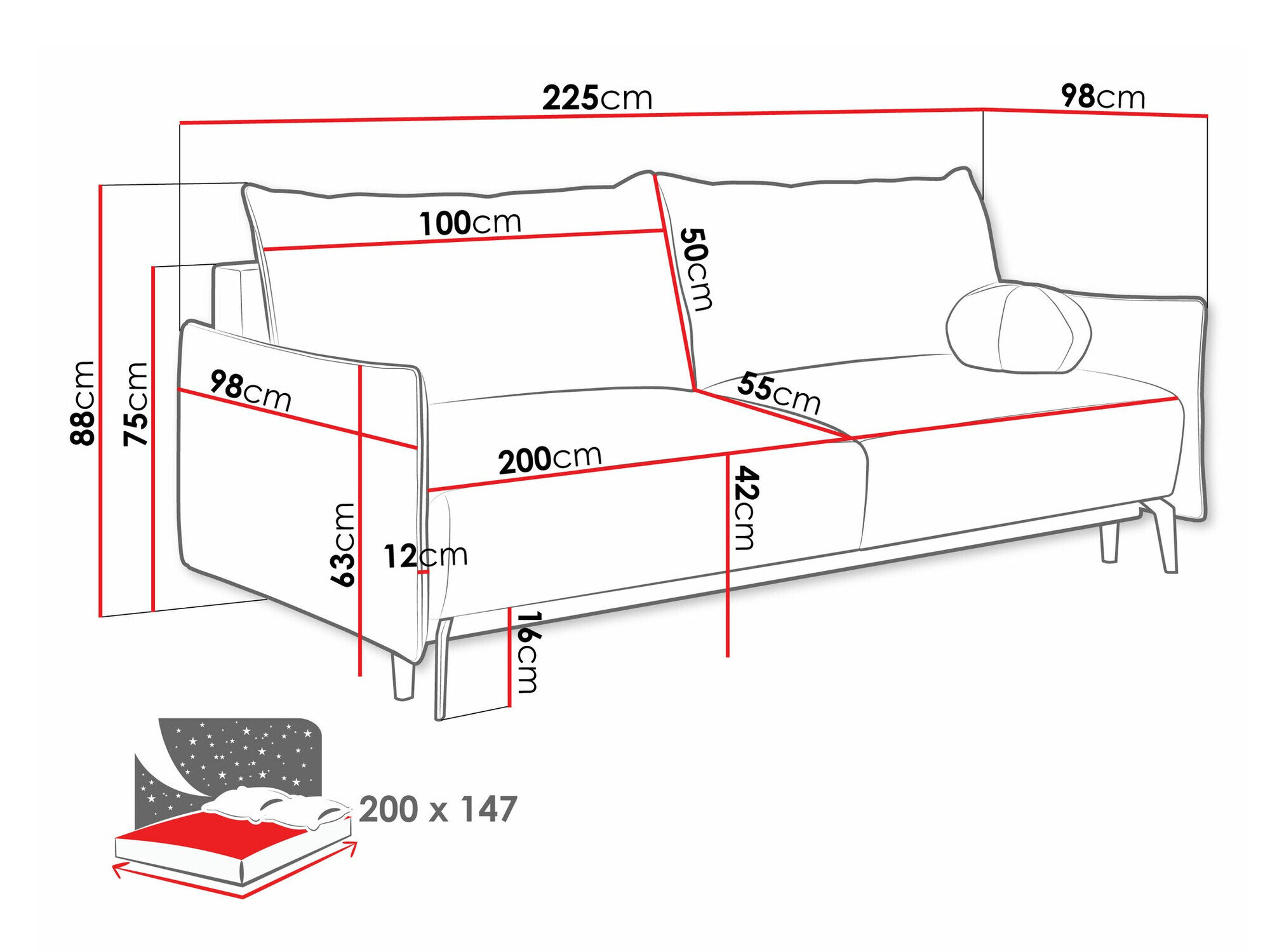 Sovesofa Columbus 216 (Velo 636)