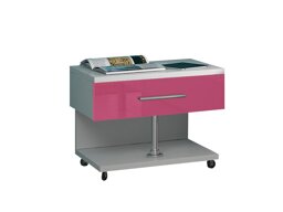 Table de chevet Campus (Blanc + Rose brillant)