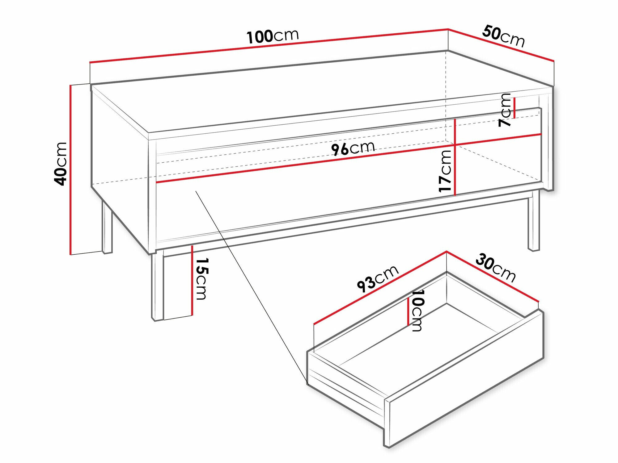 Table basse Comfivo Delruva (Blanc)