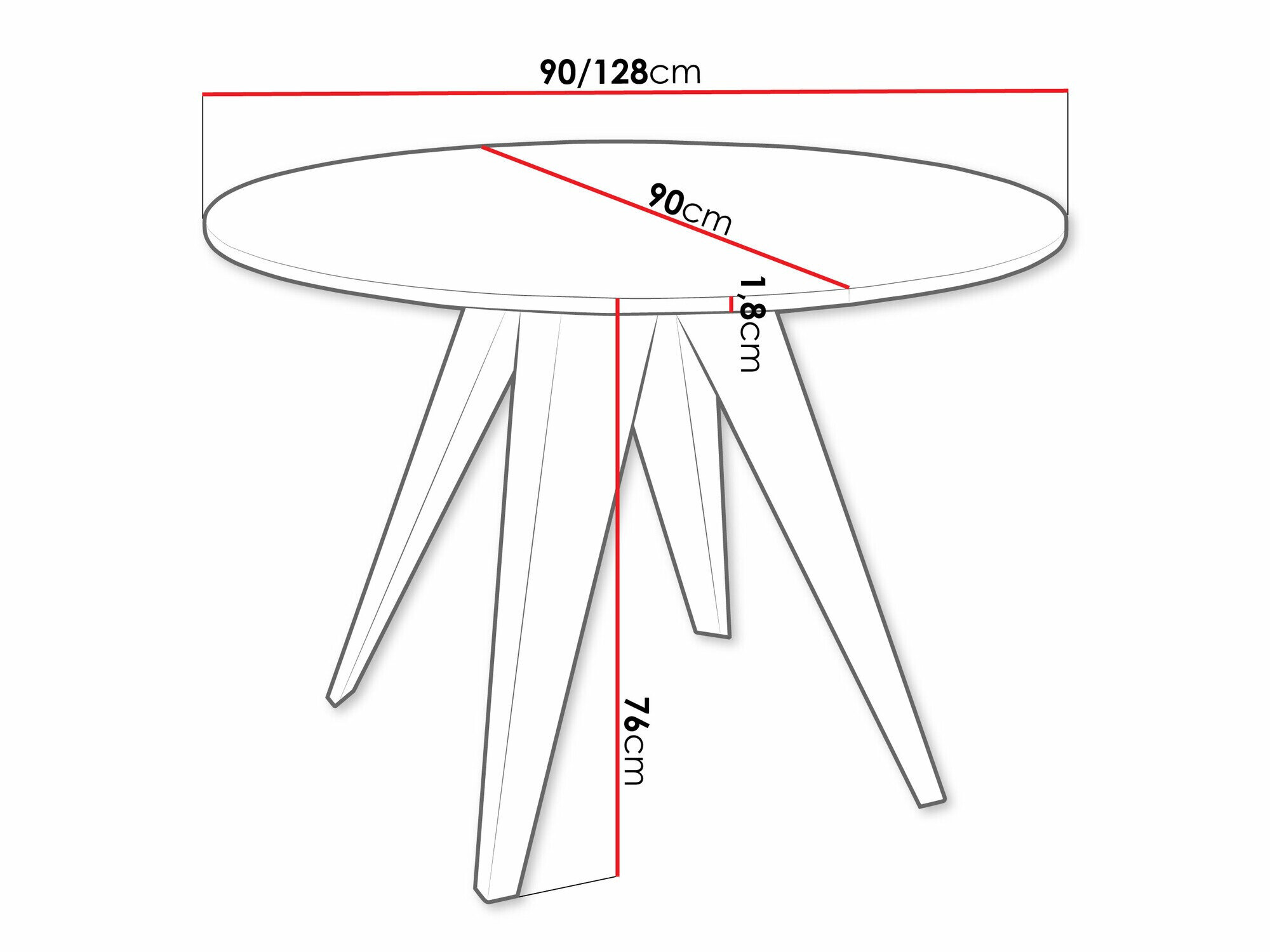 Tafel Oswego 114 (Zwart + Wit)