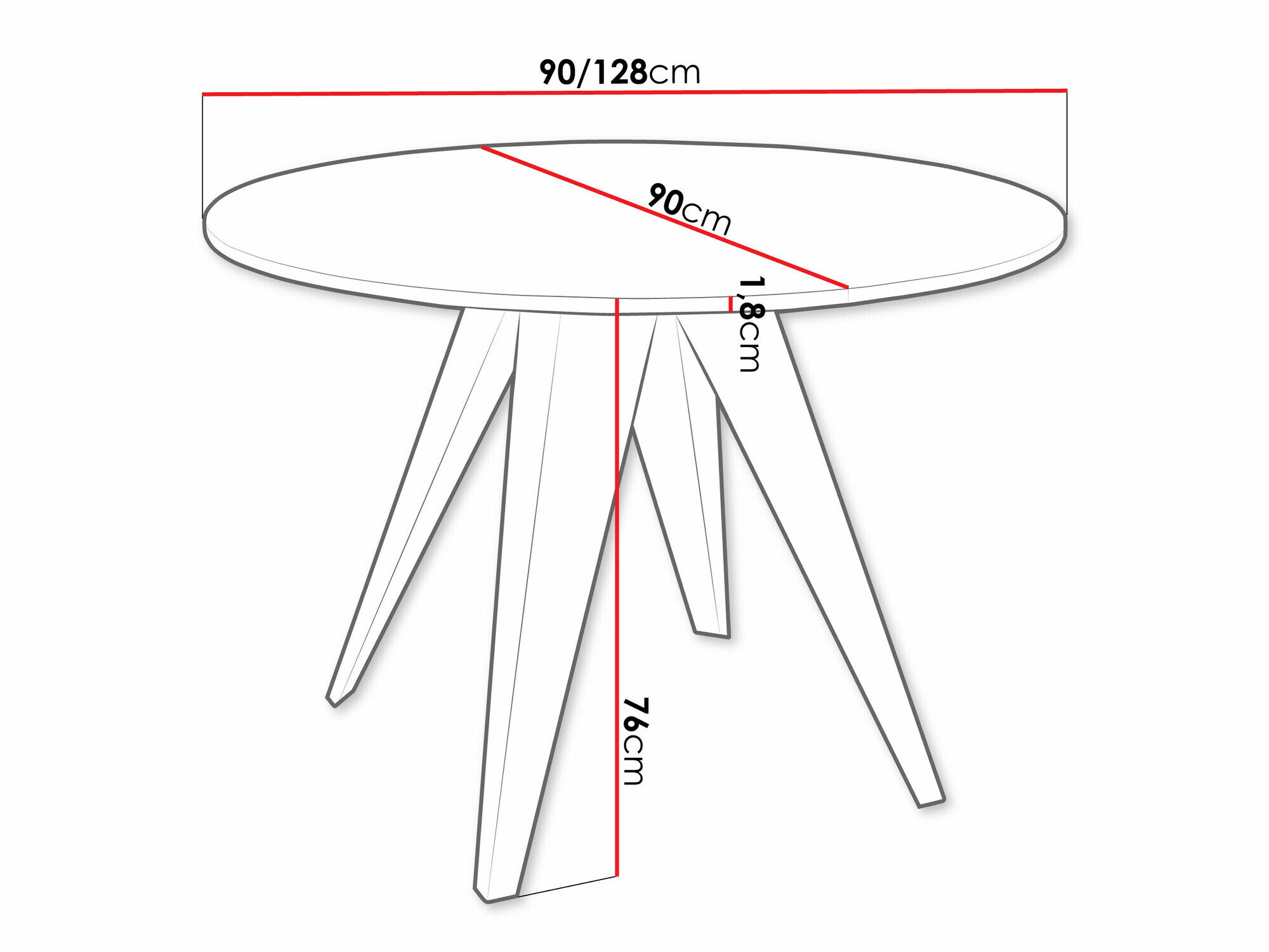 Tafel Oswego 114 (Zwart)