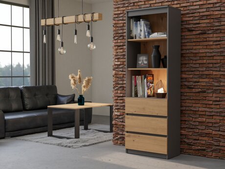 Boekenkast Mandeville 246 (Antraciet + Artisan eiken)