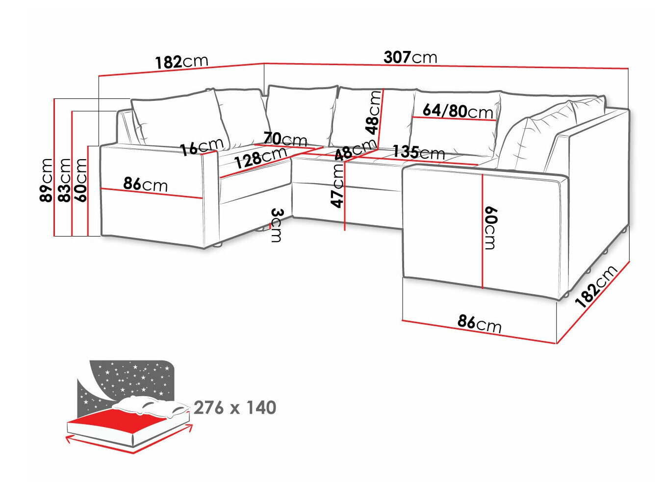 Hjørnesofa Providence 145 (Loca 30)