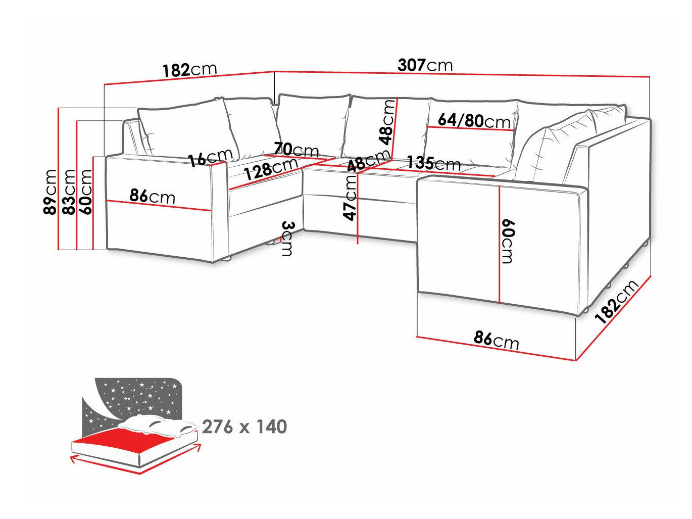 Hjørnesofa Providence 145 (Montana 101 + MDL 5)