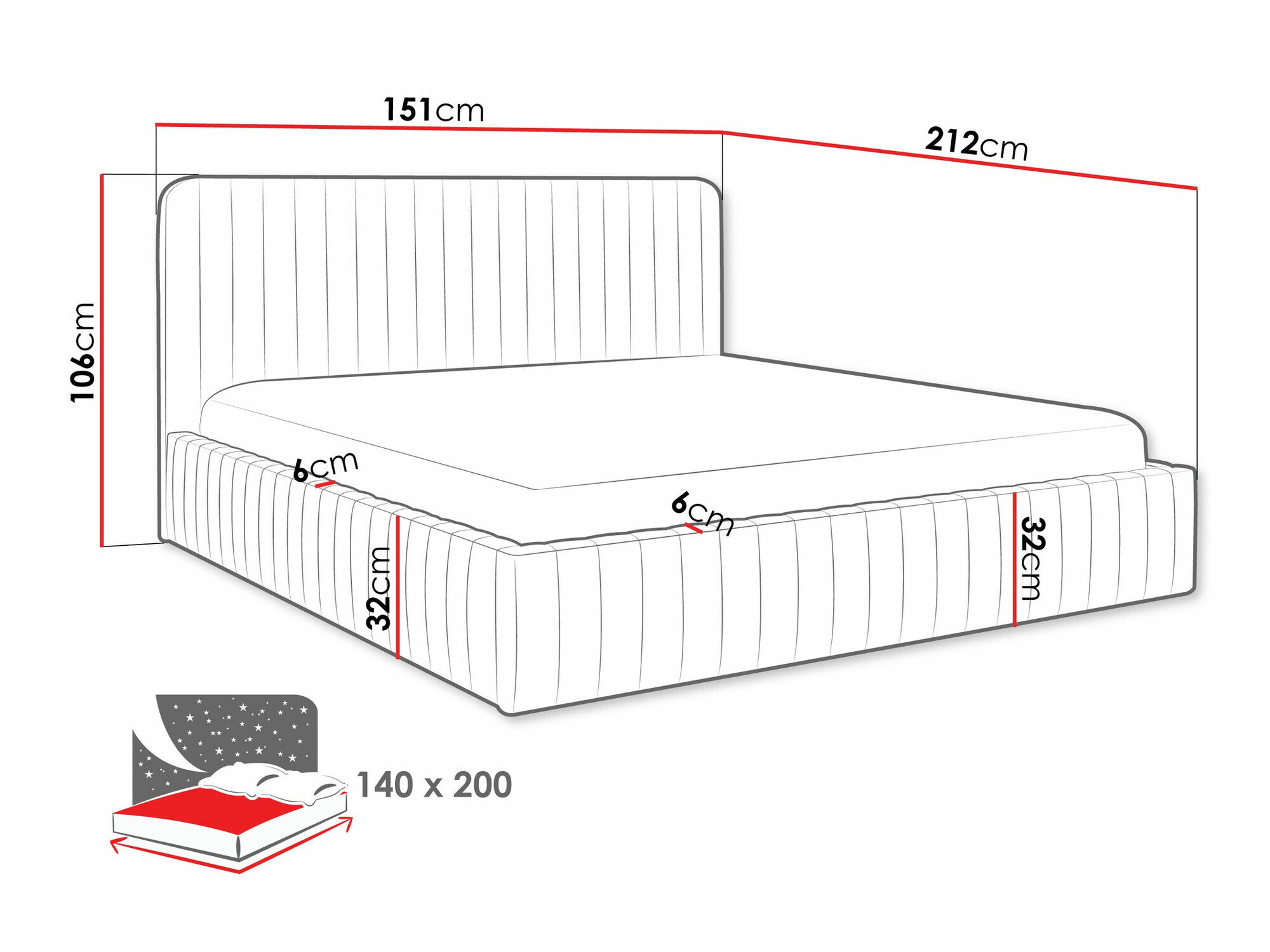Bed TrendyNest Caprion (Velluto 14)