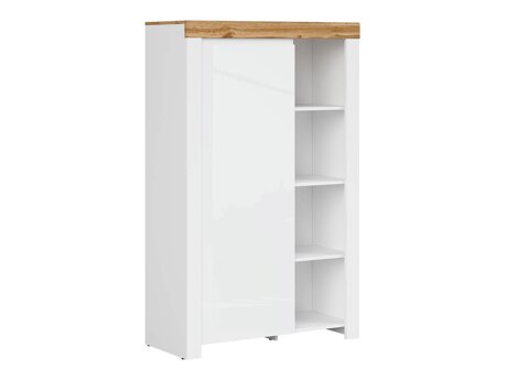 Boekenkast Sonsoru 132 (Wit + Glanzend wit + Wotan eik)