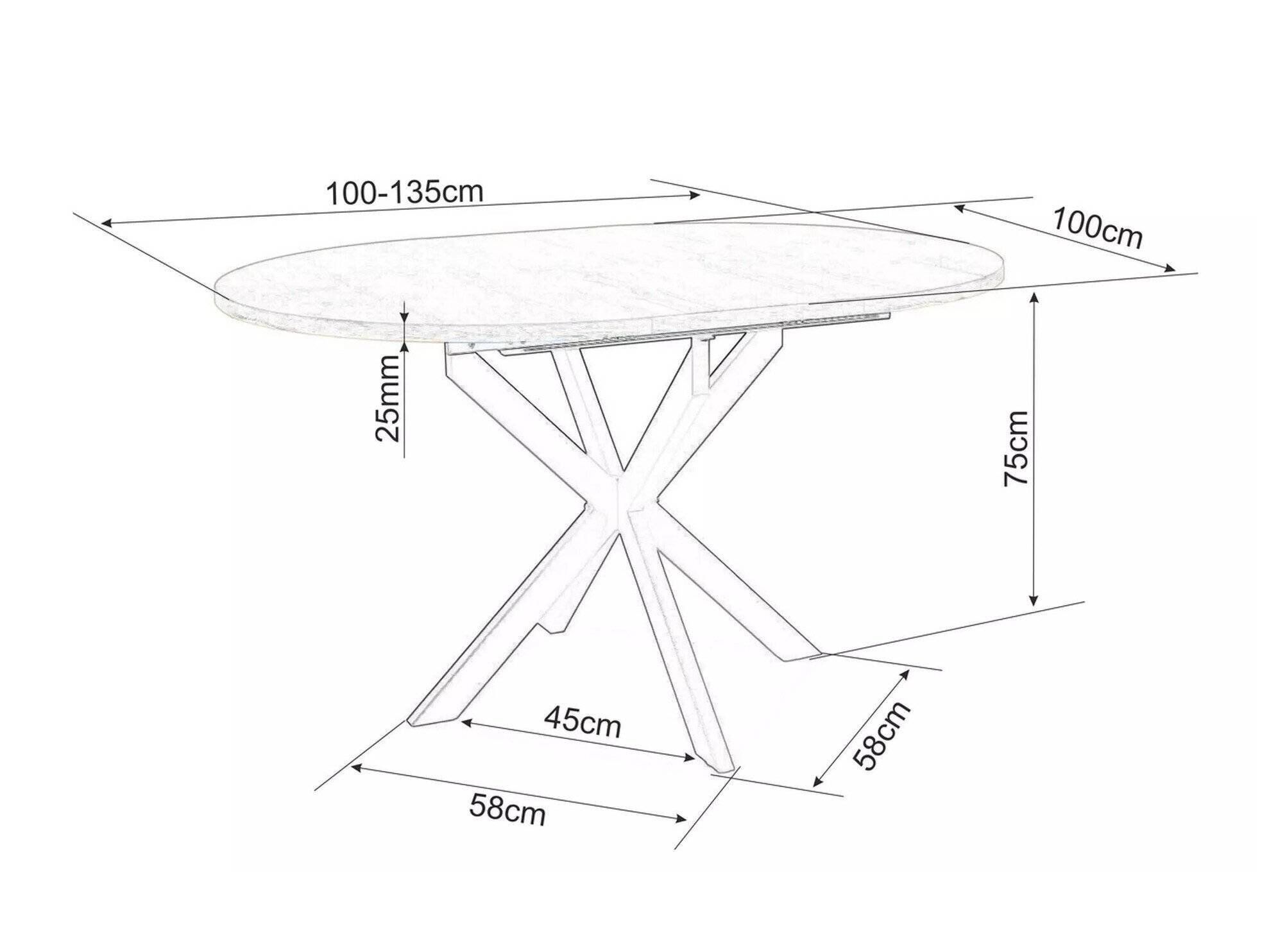 Bord Detroit 115 (Sort marmor)