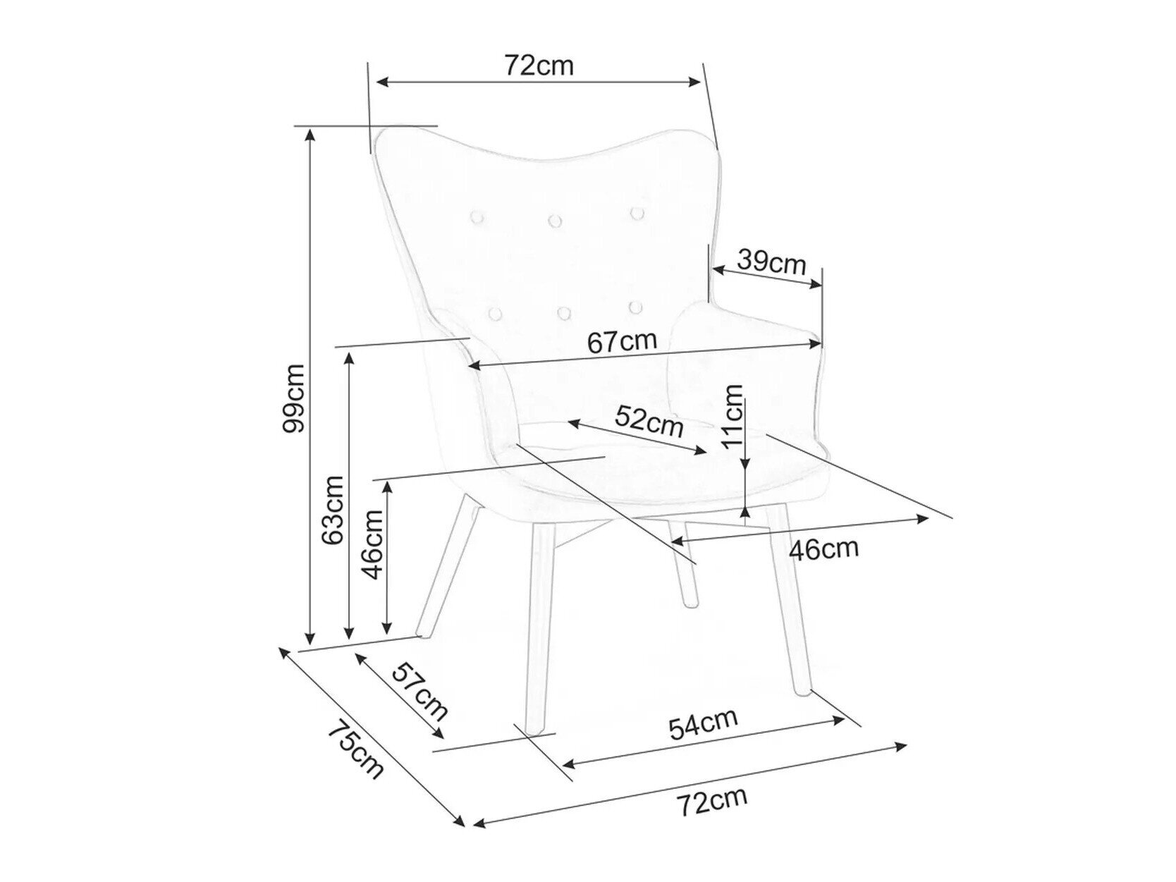 Fauteuil Detroit 129 (Oranje)