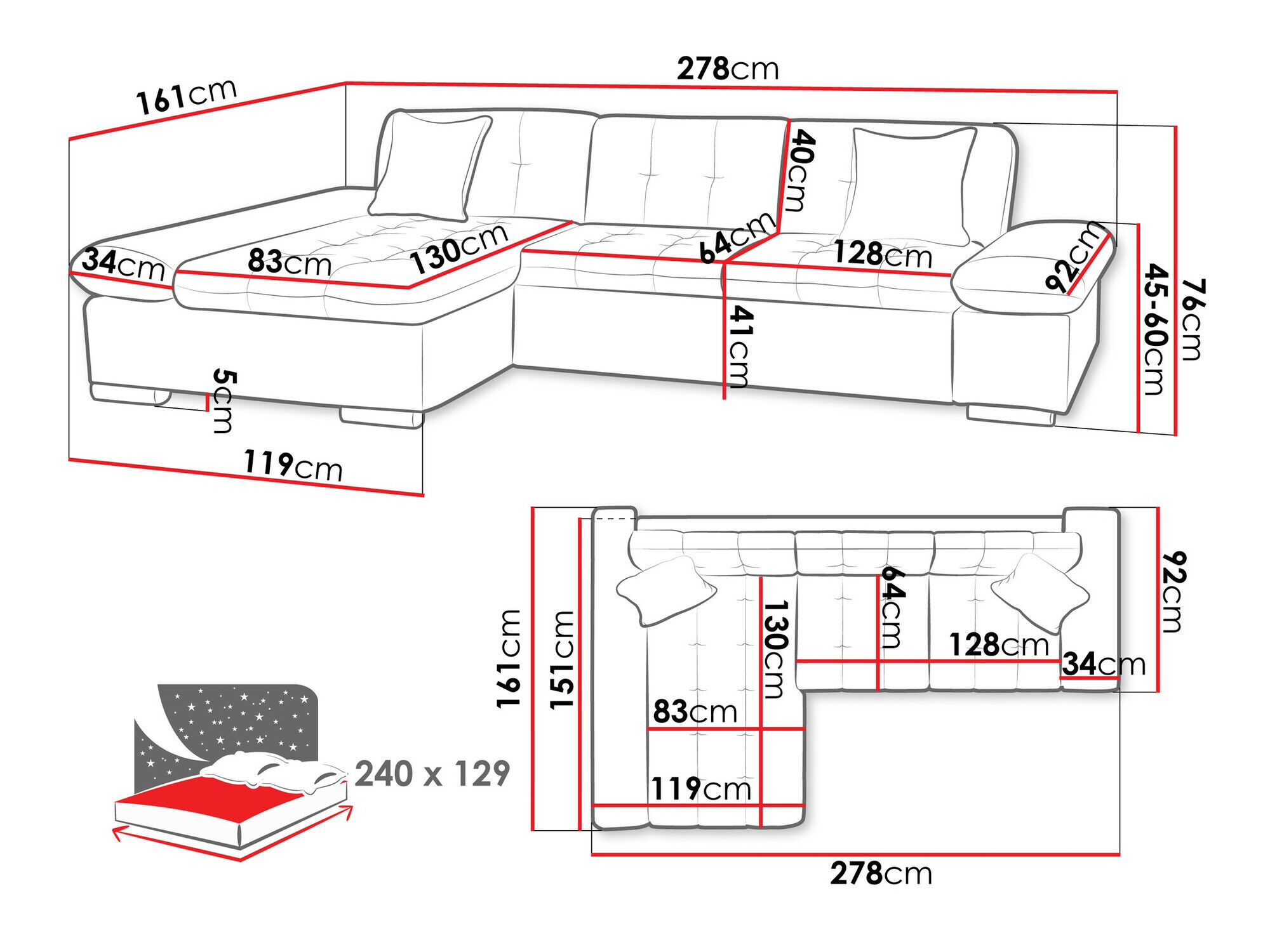 Canapé d'angle Comfivo Sanitas II (Baloo 2073)