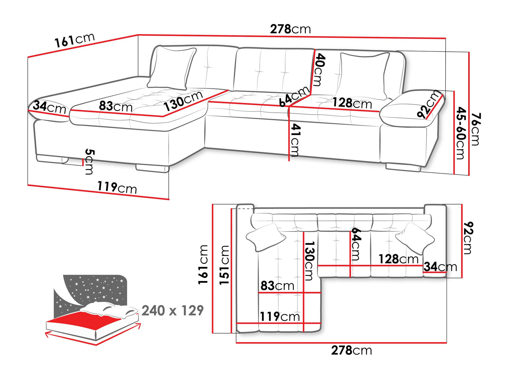Hjørnesofa Comfivo 250 (Horton 204.01)
