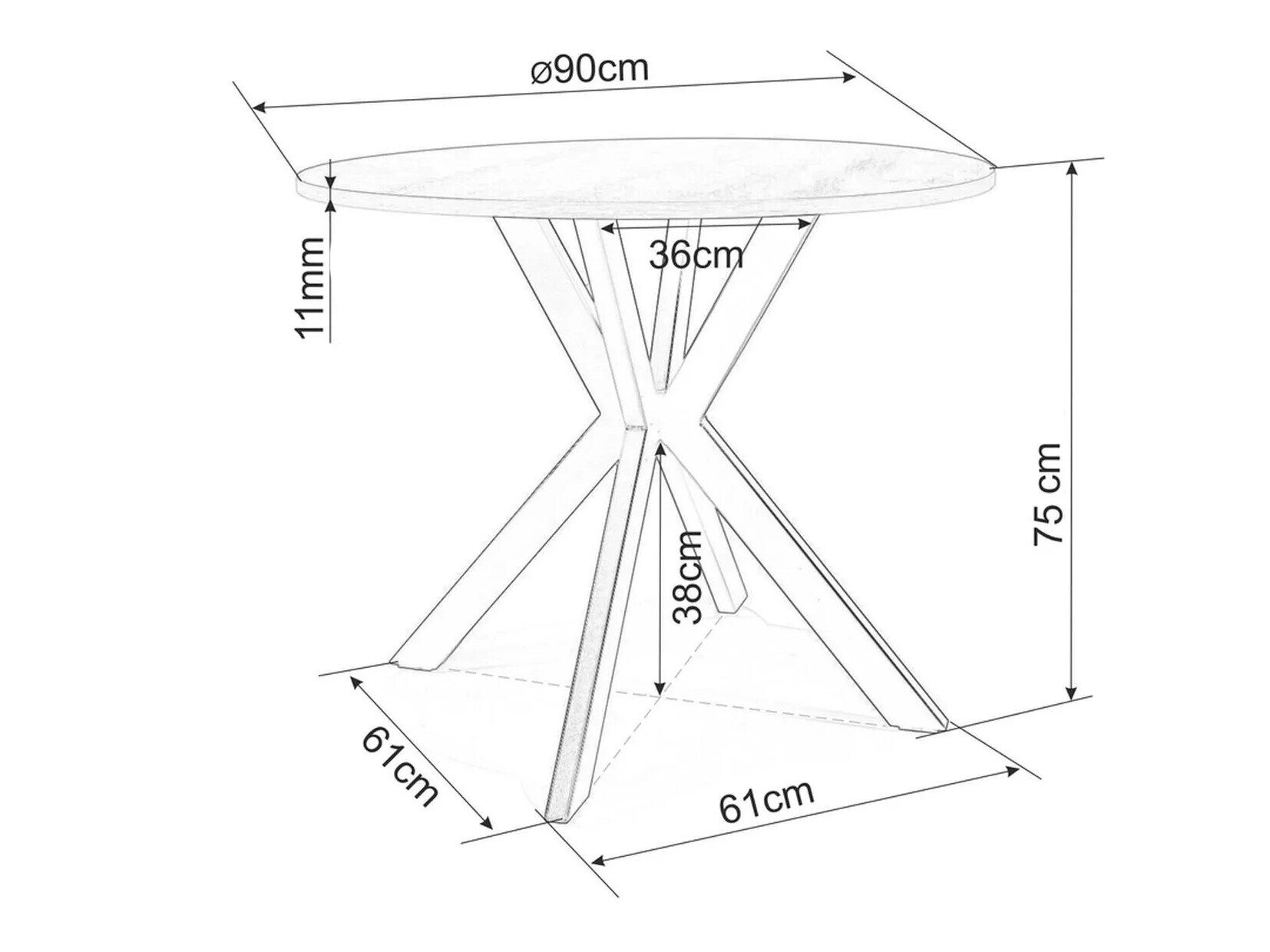 Bord Detroit 271 (Grå marmor)