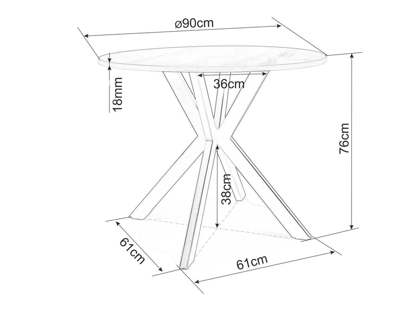 Bord Detroit 280 (Egetræ)