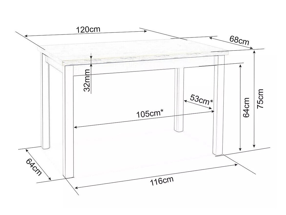 Bord Detroit 345 (Lancelot eg + Hvid)