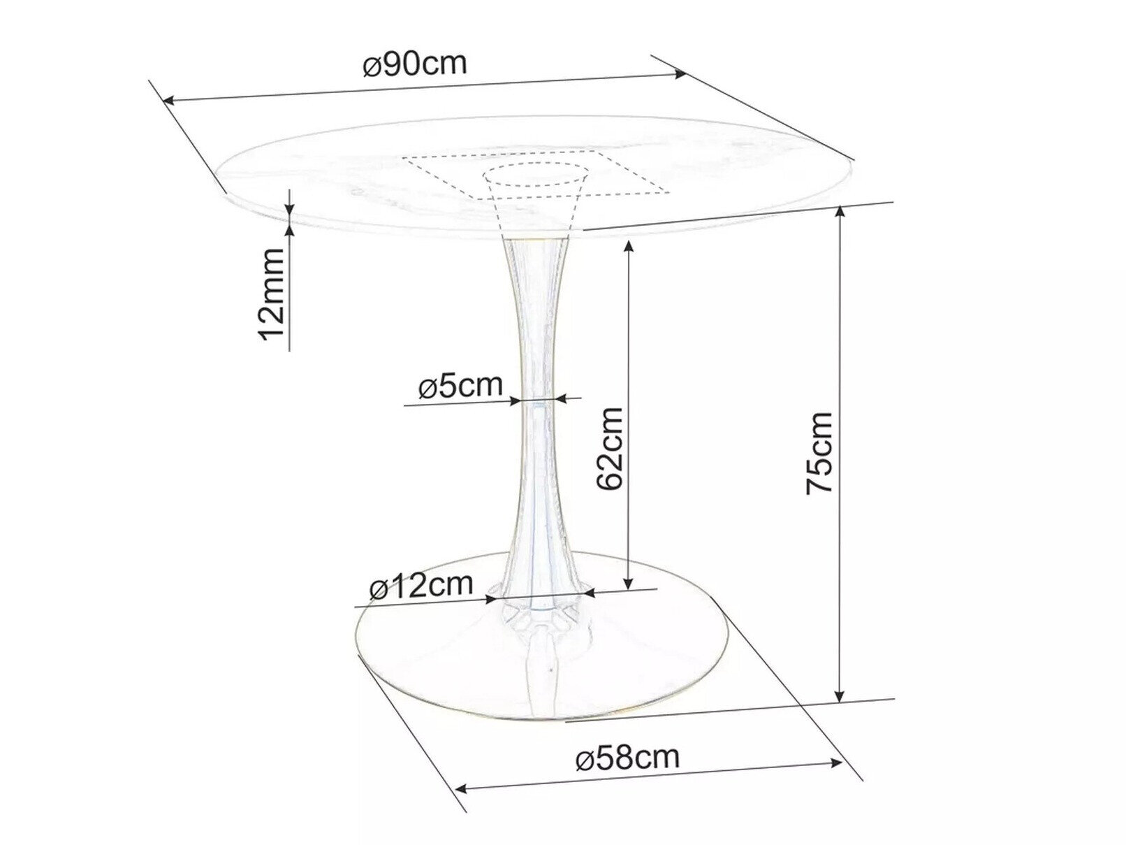 Bord Detroit 378 (Hvid marmor + Hvid)