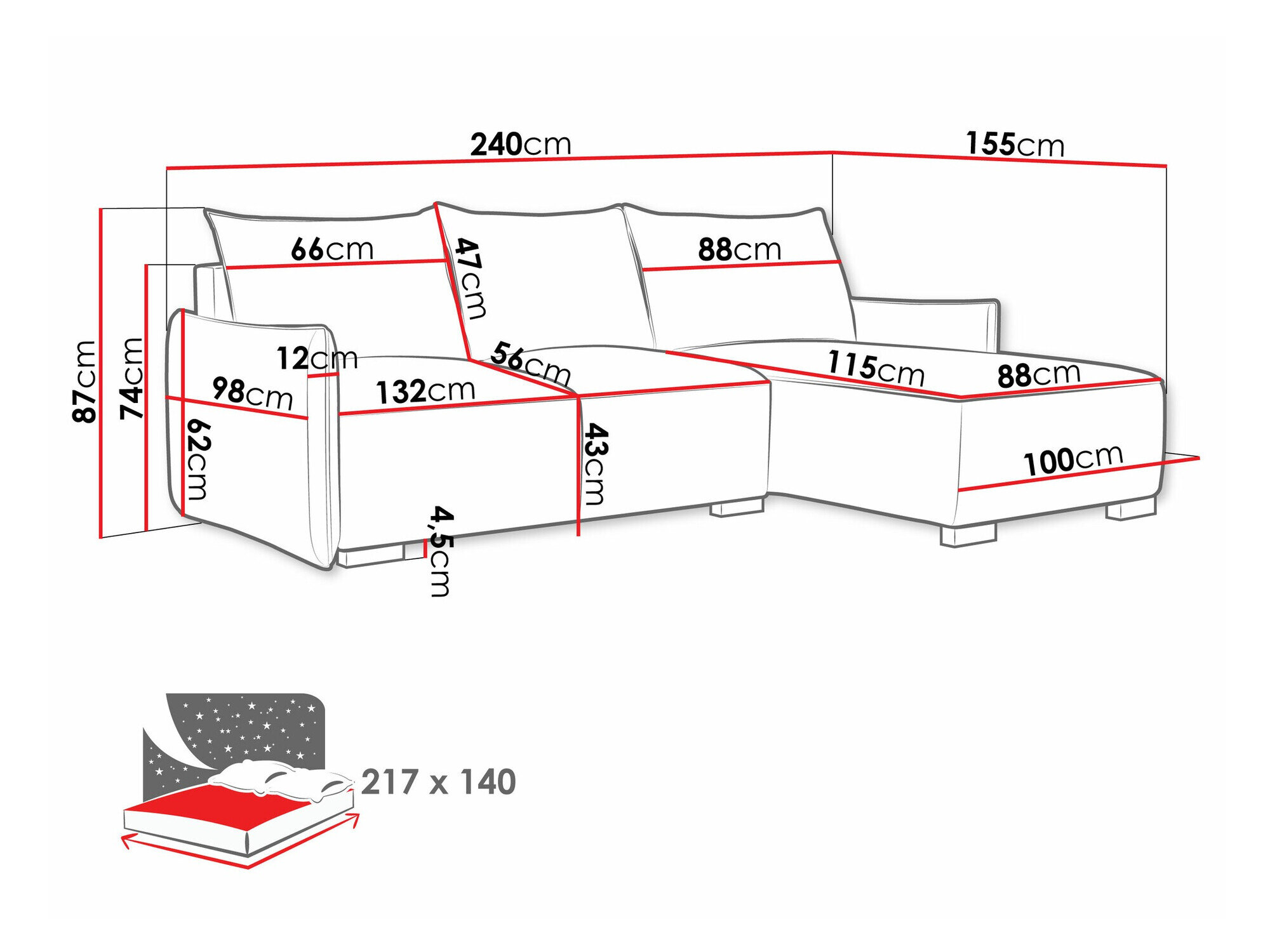 Hjørnesofa Columbus 226 (Soul 10)