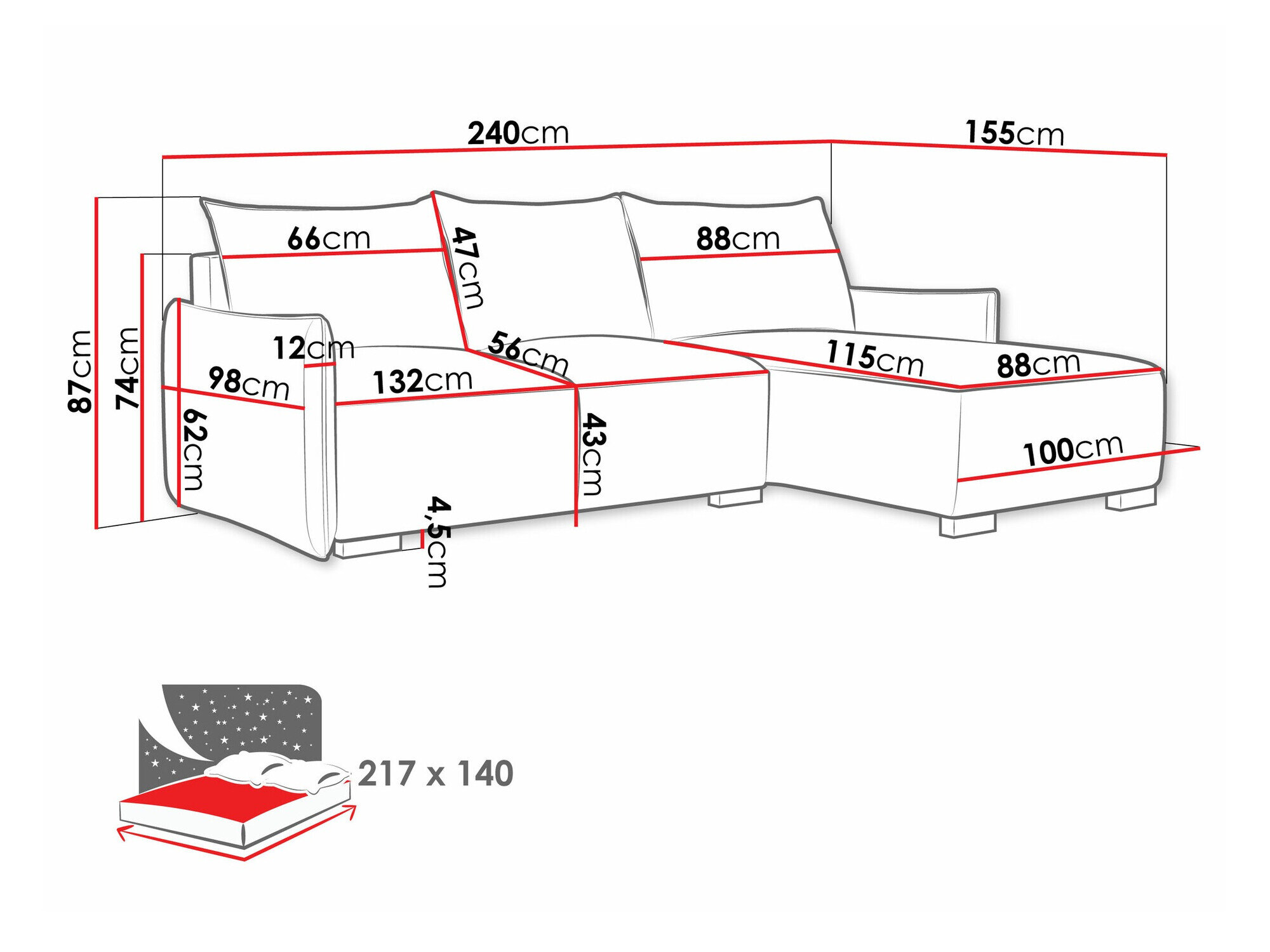 Hjørnesofa Columbus 226 (Soul 18)