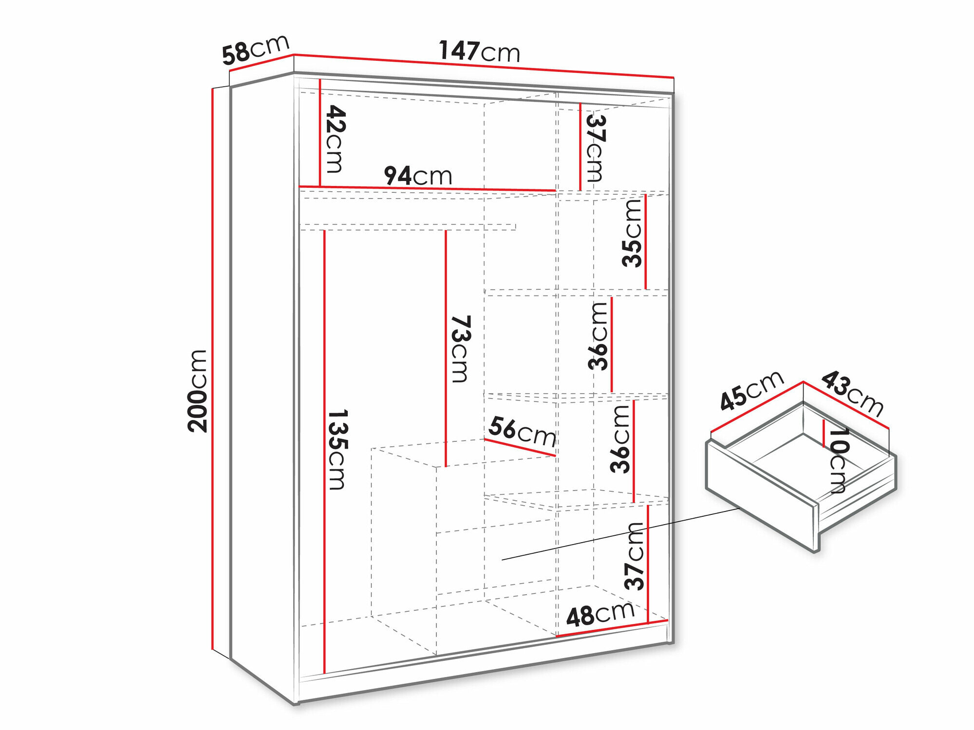 Garderobeskab Dortivu II (Grafit)