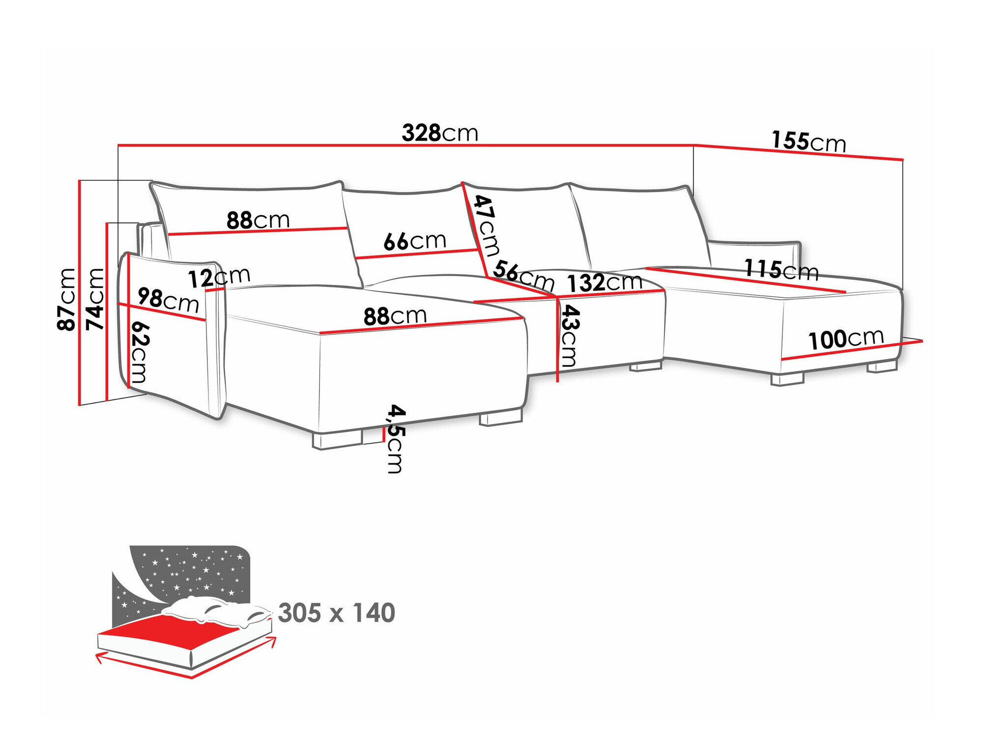 Hjørnesofa Columbus 218 (Soul 10)