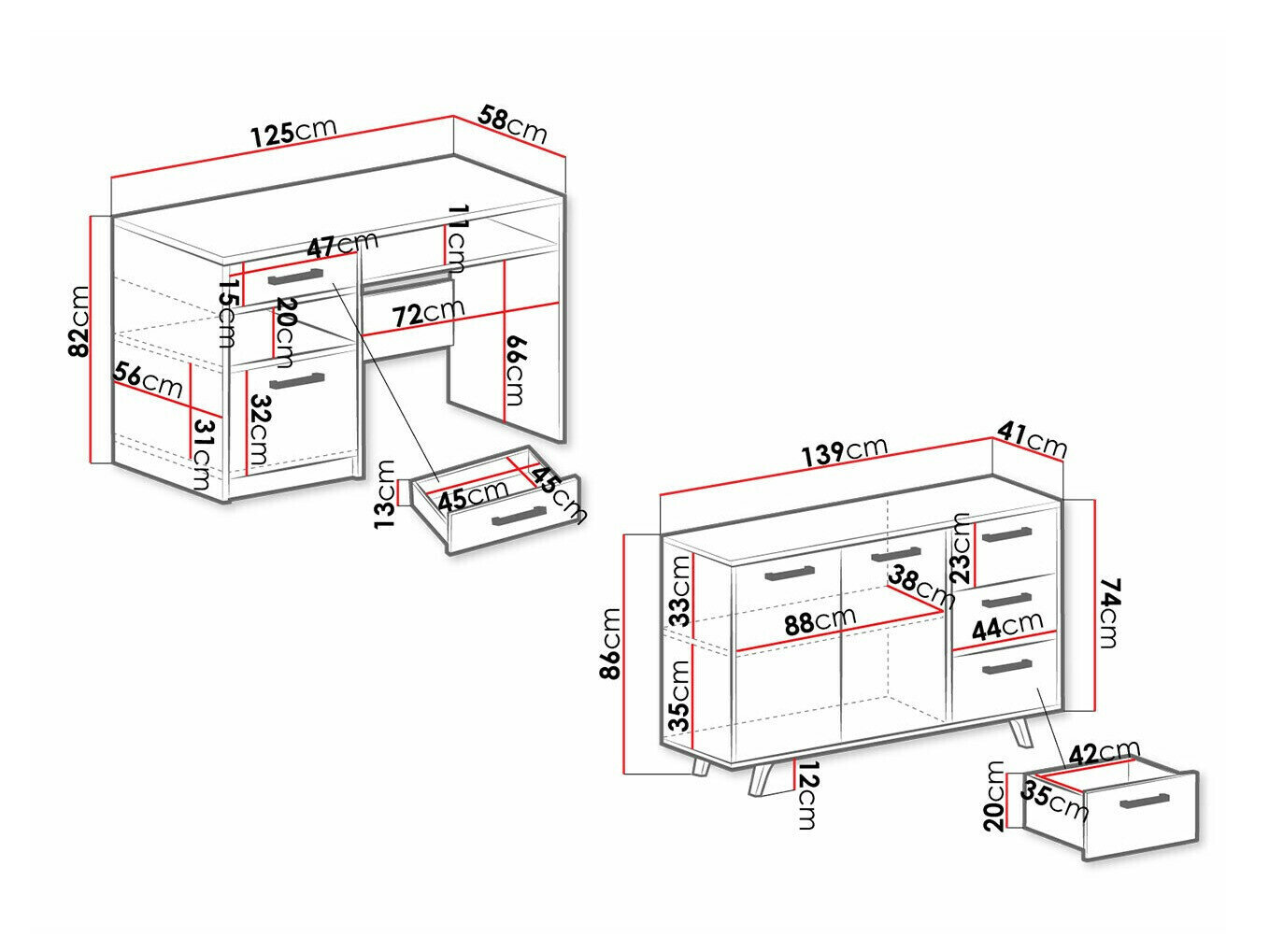 Møbelsæt Delbalo 105 (Blå)