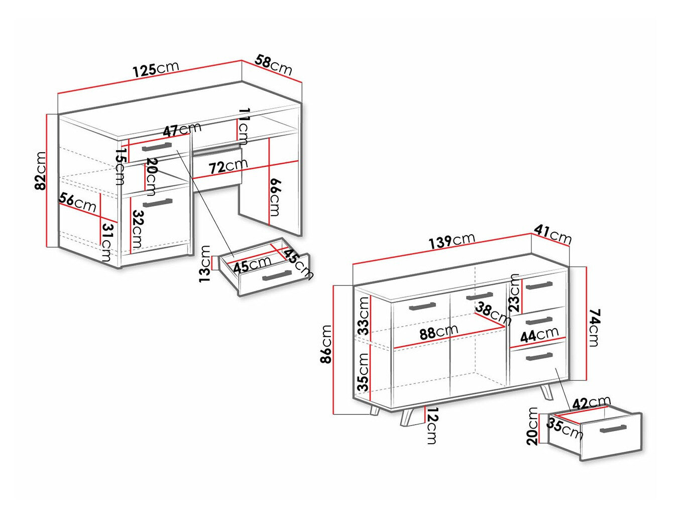 Møbelsæt Rosa (Lilla)