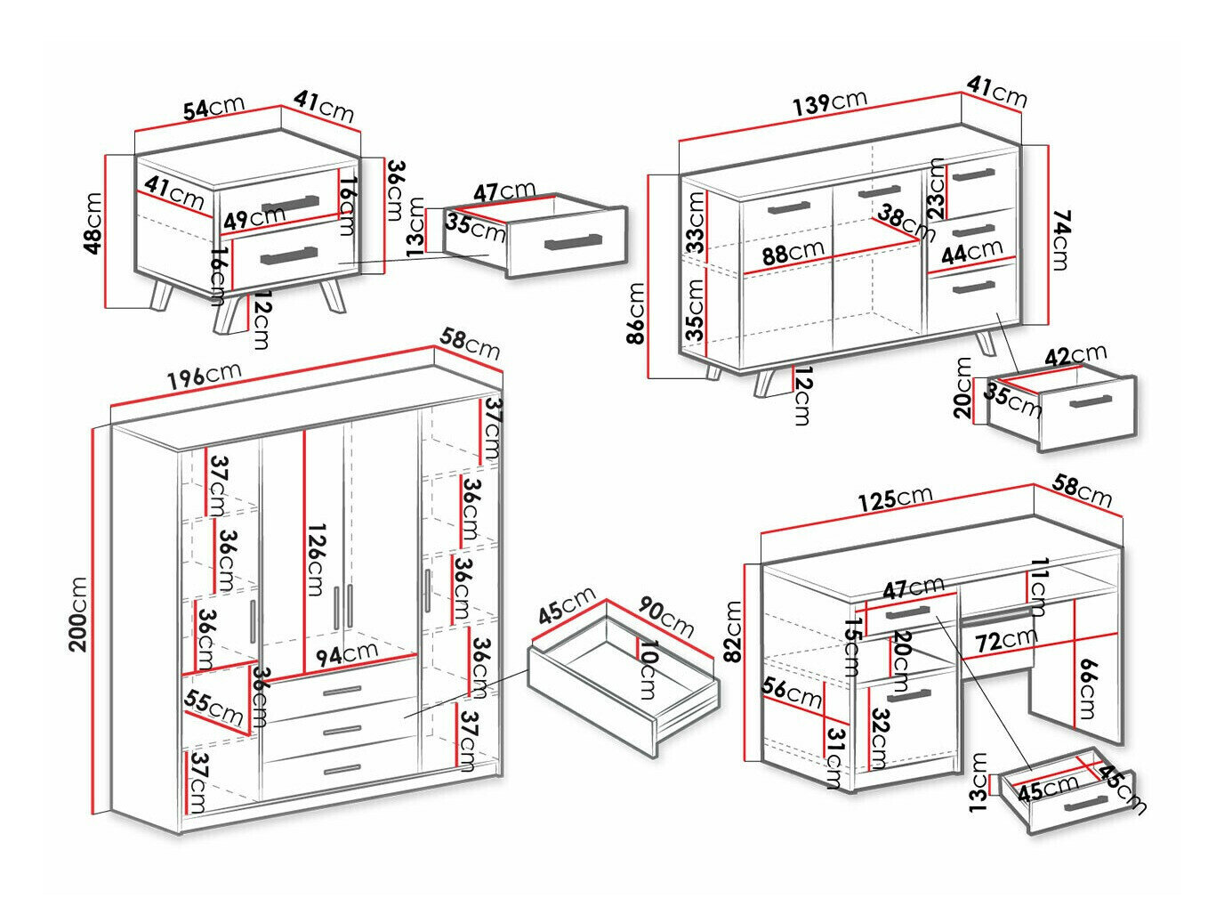 Møbelsæt Rosa I (Lilla)