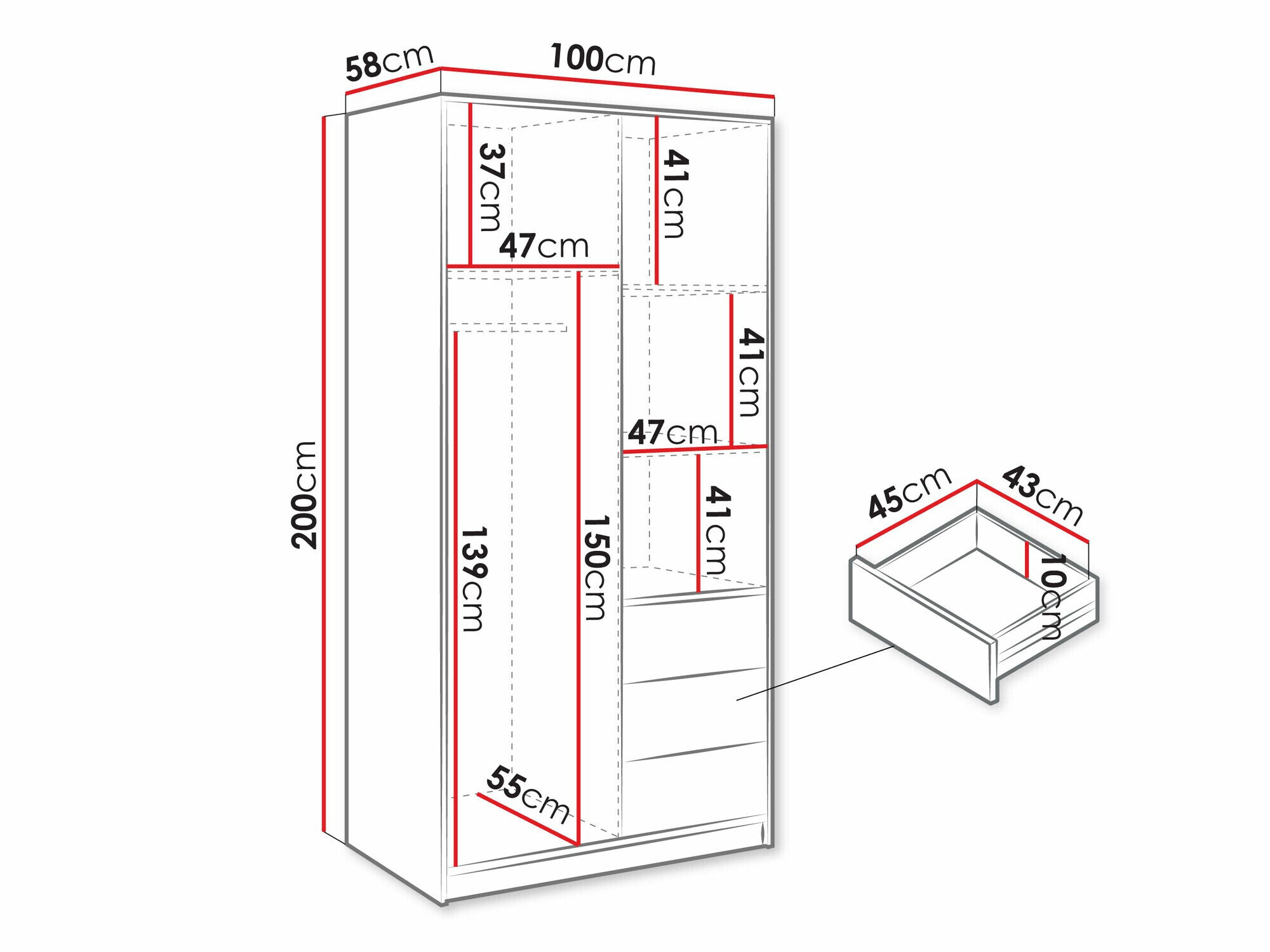 Garderobeskab Collis (Hvid + Wotan eg)