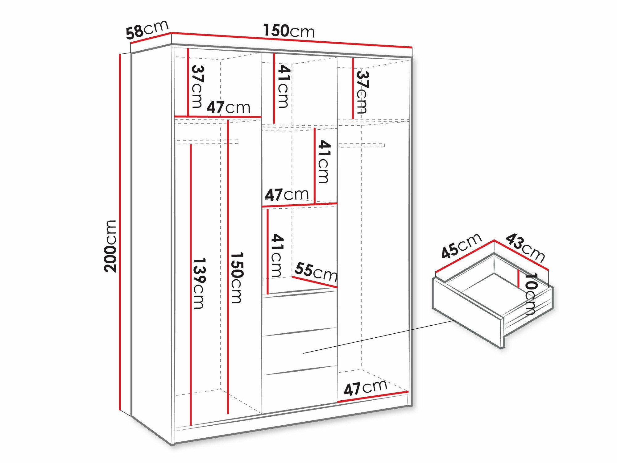 Garderobeskab Collis I (Hvid + Wotan eg)